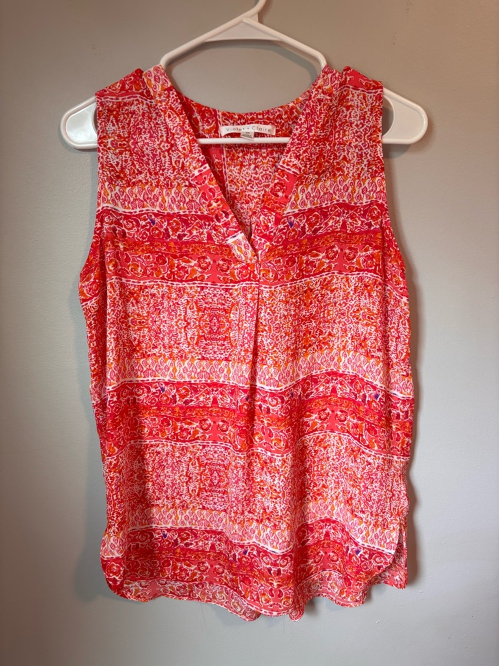 Violet & Claire Pink and Orange Sleeveless Blouse